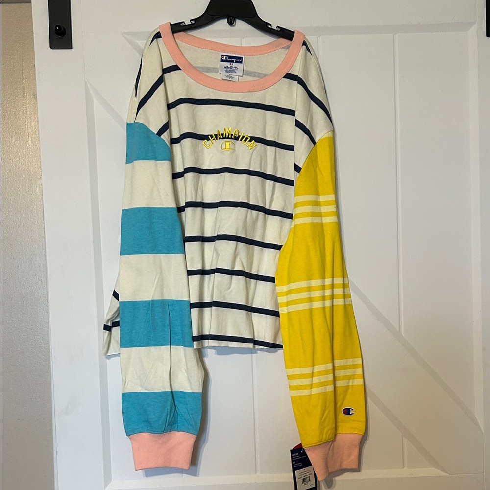 NWT Champion Plus Colorblock Long-Sleeve Cropped Tee 2X